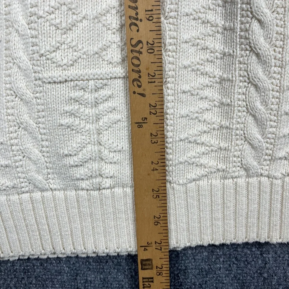 Vintage Peconic Bay Traders Sweater Mens‎ M Ivory Cable Knit Cotton Made in USA - Picture 5 of 6
